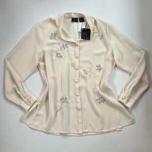 Sears | Tops | Deadstock Vintage Nwt Cream Button Up Blouse | Poshmark